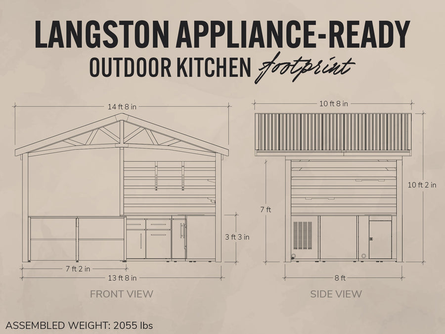 Langston | Covered Appliance-Ready Outdoor Kitchen with Refrigerator & Sink detail view