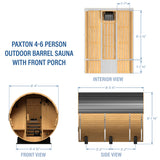Paxton Outdoor Barrel Sauna with Porch – 4-6 Person angle 3