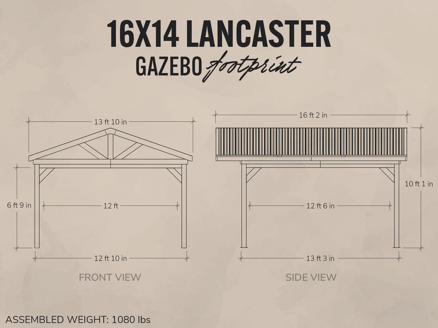 Lancaster | 16x14 Steel Gazebo with Gable Roof detail view
