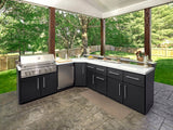 Emory | Corner Outdoor Kitchen Island with Bar Seating & Built-In Grill – Left angle 2