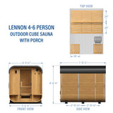 Lennon Outdoor Cube Sauna with Porch – 4-6 Person angle 3