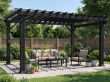 Stratford | 14x12 Steel Pergola – Black angle 1