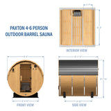 Paxton Outdoor Barrel Sauna – 4-6 Person angle 4