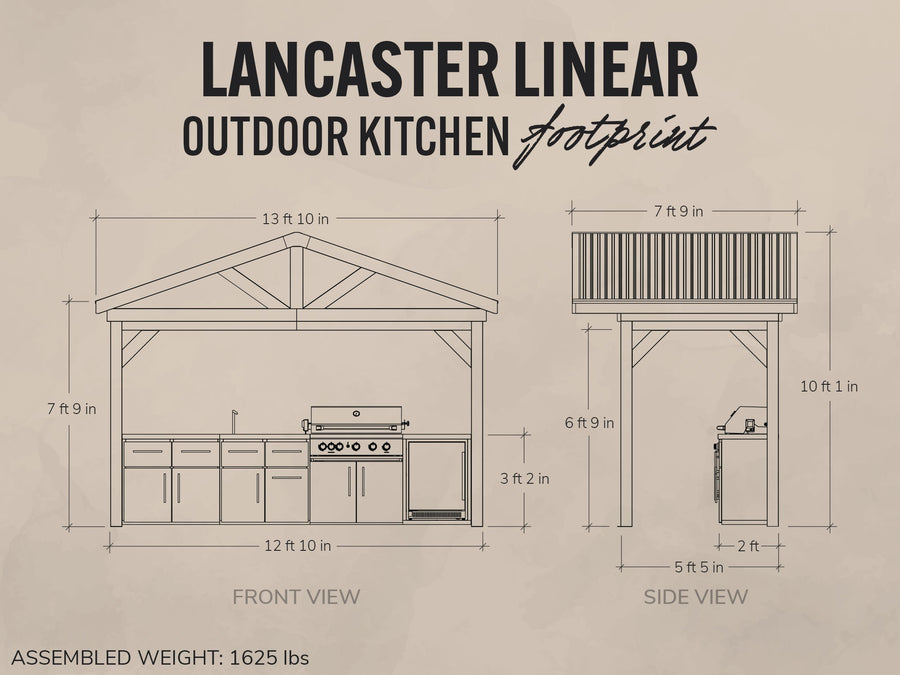 Lancaster | Covered Linear Outdoor Kitchen with Built-In Grill detail view