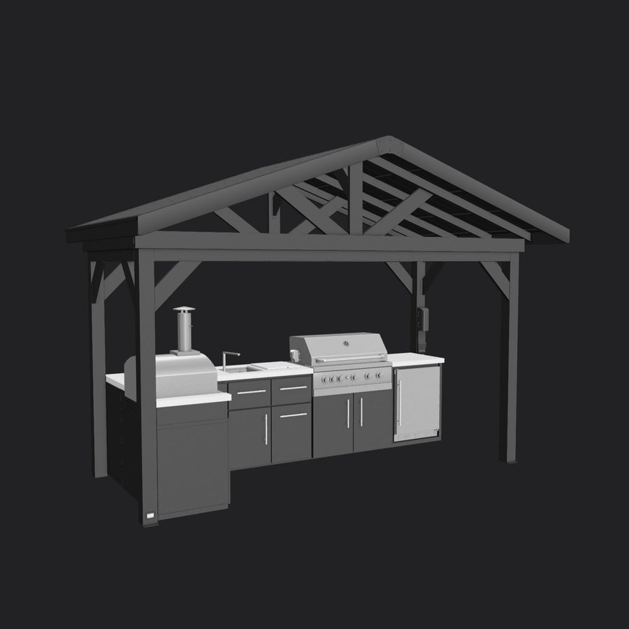 Lancaster | L-Shape Outdoor Kitchen with Built-In Grill & Pizza Oven detail view