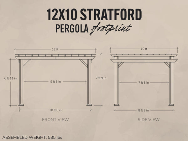 Stratford | 12x10 Steel Pergola – Black View 2 - Noxmow Official Hardware