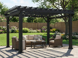 Stratford | 12x10 Steel Pergola – Black angle 1