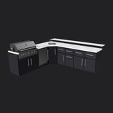 Emory | Corner Outdoor Kitchen Island with Bar Seating & Built-In Grill – Left angle 26