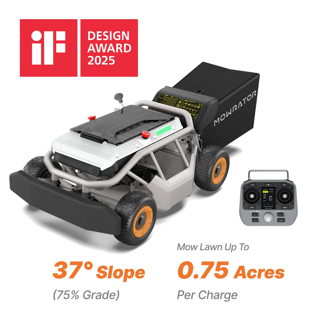 Mowrator S1 4WD Remote Control Lawn Mower | 12Ah, 75% Slope - Noxmow Official Hardware