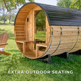 Paxton Outdoor Barrel Sauna with Porch – 4-6 Person angle 10