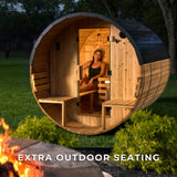 Paxton Outdoor Barrel Sauna with Porch – 2-4 Person angle 12
