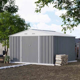 Patiowell 10x10 Metal Storage Shed with Weather-Resistance, Gray angle 9