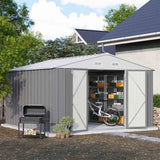 Patiowell 10x10 Metal Storage Shed with Floor Frame, Gray angle 2