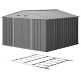 Patiowell 10x10 Metal Storage Shed with Floor Frame, Gray angle 1