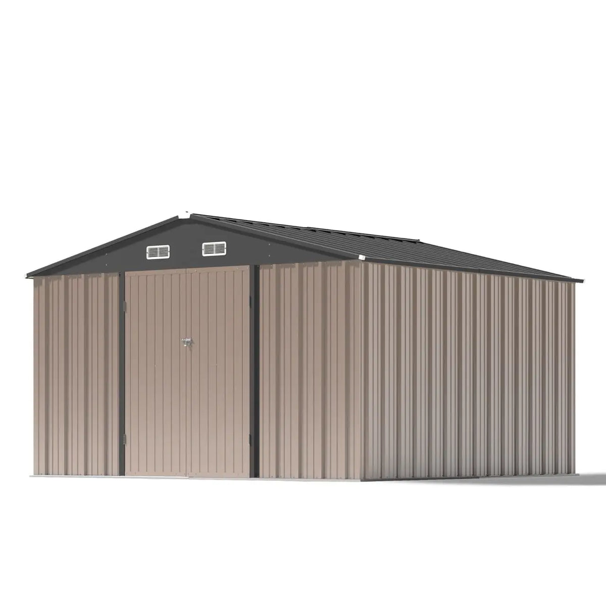 Patiowell 10x10 Metal Storage Shed with Weather-Resistance, Brown - Noxmow Official Hardware