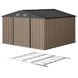 Patiowell 10x10 Metal Storage Shed with Floor Frame, Brown angle 1