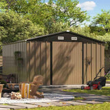 Patiowell 10x10 Metal Storage Shed with Floor Frame, Brown angle 9