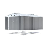 Patiowell 10x12 Metal Shed with Floor Frame, Gray angle 1