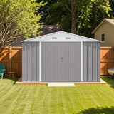 Patiowell 10x12 Metal Shed with Floor Frame, Gray angle 9
