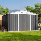 Patiowell 10x8 Metal Shed with Weather Resistance, Gray angle 8
