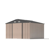 Patiowell 10x8 Metal Shed with Weather Resistance, Brown angle 1