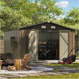 Patiowell 10x8 Metal Shed with Weather Resistance, Brown angle 2
