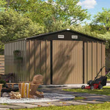 Patiowell 10x8 Metal Shed with Weather Resistance, Brown angle 4
