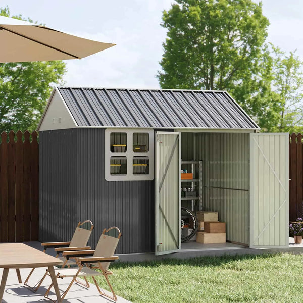 Patiowell 10x8 Metal Shed with Windows View 2 - Noxmow Official Hardware