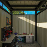6x8 Metal Storage Shed with 7x8 Pergola Covered Porch angle 10