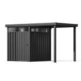 6x8 Metal Storage Shed with 7x8 Pergola Covered Porch angle 1