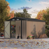 Patiowell 8x12 Metal Storage Shed, Brown angle 9