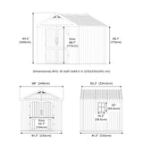 Kick-it 8x8 Plastic Storage Shed with Floor and Windows, Gray & Beige angle 3