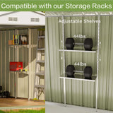 Patiowell 10x10 Metal Storage Shed with Floor Frame, Brown angle 8