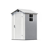 Patiowell 4x4 Plastic Storage Garden Shed, Gray White angle 1