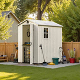 Patiowell 4x6 Plastic Storage Shed for Bike, Light Gray angle 2