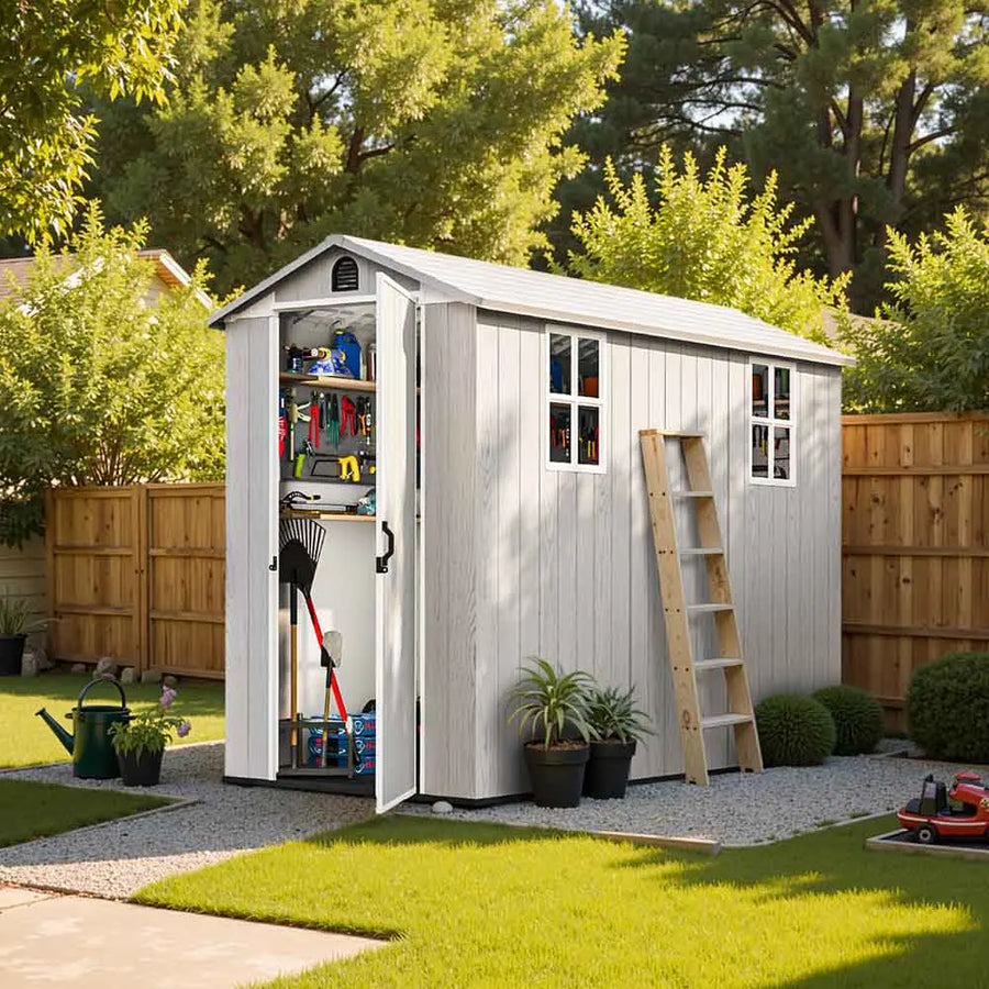 Patiowell Fit-it 4x8 Plastic Storage with Floor, Gray detail view