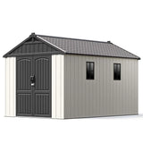 Kick-it 8x12 Plastic Storage Shed with Floor, Gray & Beige angle 15