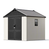 Kick-it 8x8 Plastic Storage Shed with Floor and Windows, Gray & Beige angle 1