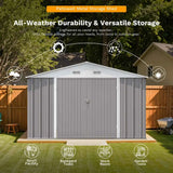 Patiowell 10x12 Metal Shed with Floor Frame, Gray angle 6