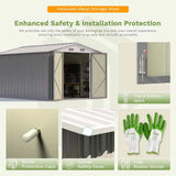 Patiowell 10x8 Metal Shed with Floor, Gray angle 5