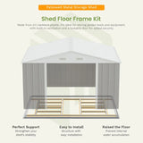 Patiowell 10x8 Metal Shed with Floor, Gray angle 6