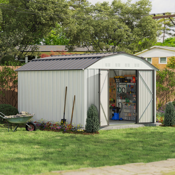 Patiowell 10x12 Barn Style Metal Shed with Gambrel Roof View 2 - Noxmow Official Hardware