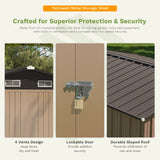Patiowell 10x12 Metal Shed with Vents, Brown angle 4