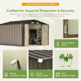 Patiowell 10x12 Metal Shed with Vents, Brown angle 5