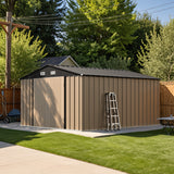 Patiowell 10x12 Metal Shed with Vents, Brown angle 8
