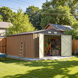 Patiowell 10x12 Metal Shed with Vents, Brown angle 7
