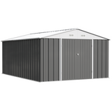 Patiowell 10x14 FT Large Metal Garden Shed (Gray) with Lockable Door and Sloping Roof angle 9