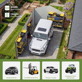 Patiowell 12x20 ft Metal Shed Outdoor Garage with Double Doors & Windows, Black & White angle 5