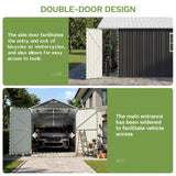 Patiowell 12x20 ft Metal Shed Outdoor Garage with Double Doors & Windows, Black & White angle 6