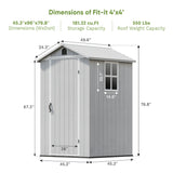 Patiowell 4x4 Plastic Storage Garden Shed, Gray White angle 3